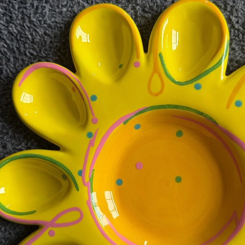 Department 56 Easter / Spring deviled egg tray in yellow and green/blue/pink